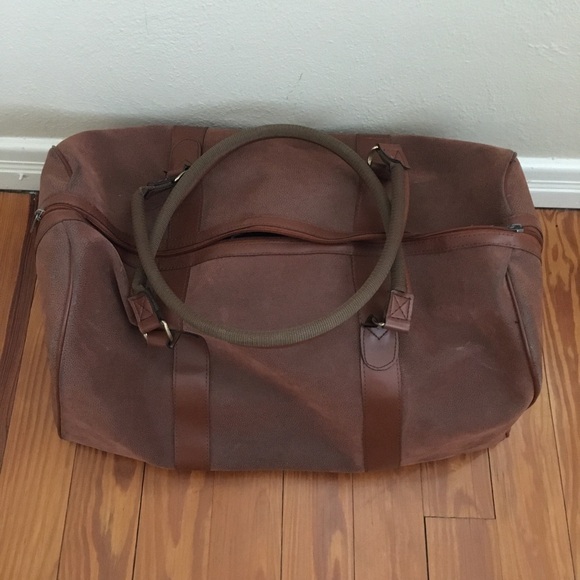 LP Vintage 80s Lagerfeld Faux Suede Large Brown Duffel Bag | 21x13x10 - Picture 4 of 6